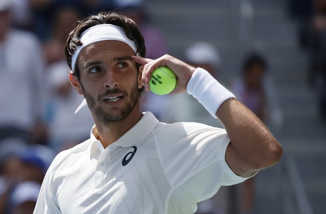 Tennis - U.S. Open - Flushing Meadows, New York, United States - August 26, 2025 Italy's Lorenzo Musetti celebrates winning his first round match against France's Giovanni Mpetshi Perricard REUTERS/Jeenah Moon