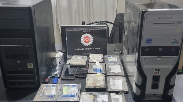 Equipos secuestrados en Rosario que se utilizaban para la distribución digital de pornografía infantil.  