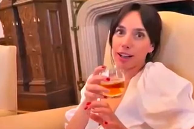 Tamara Pettinato y una de las imágenes que se viralizaron de su polémico video en la Casa Rosada con el expresidente Alberto Fernández