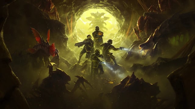 Key art for Helldivers 2: Into the Unjust
