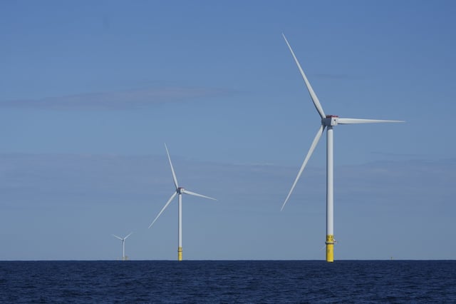 FILE - Wind turbines of South Fork Wind are seen off the coast of Block Island, R.I., Oct. 9, 2024. (AP Photo/Seth Wenig, File)