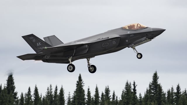 A U.S. Air Force F-35 Lightning II, assigned to the 355th Fighter Squadron, takes off during Red Flag-Alaska 24-3 at Eielson Air Force Base, Alaska, Aug. 22, 2024. (U.S. Air Force photo by Senior Airman Julia Lebens)