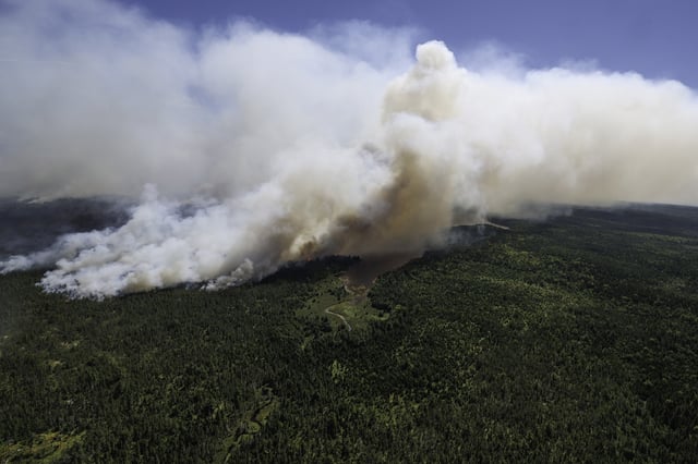 Smoke from the wildfires around Long Lake in Annapolis County is seen earlier this month. 