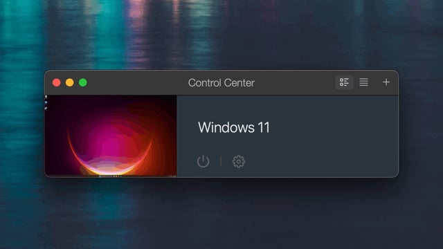 A screenshot of the Parallels control center