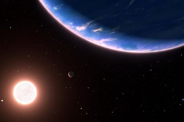 An artist's concept of the exoplanet GJ 9827d, the smallest exoplanet where water vapor has been detected in the atmosphere. Image not associated with study in article.