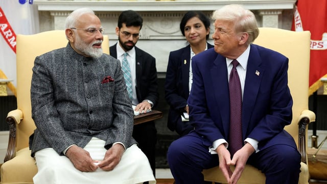 US President Donald Trump meets with Indian Prime Minister Narendra Modi at the White House in Washington, DC US, February 13, 2025.