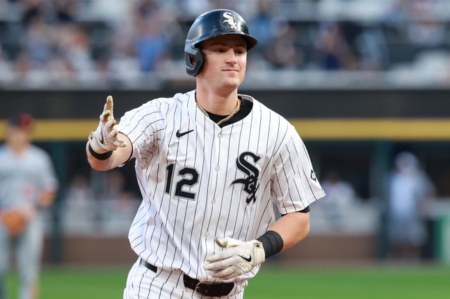 CHICAGO, ILLINOIS – AUGUST 23: Colson Montgomery #12 of the Chicago White Sox celebrates after hitting a grand slam during the second inning against the Minnesota Twins at Rate Field on August 23, 2025 in Chicago, Illinois. (Photo by Justin Casterline/Getty Images)
