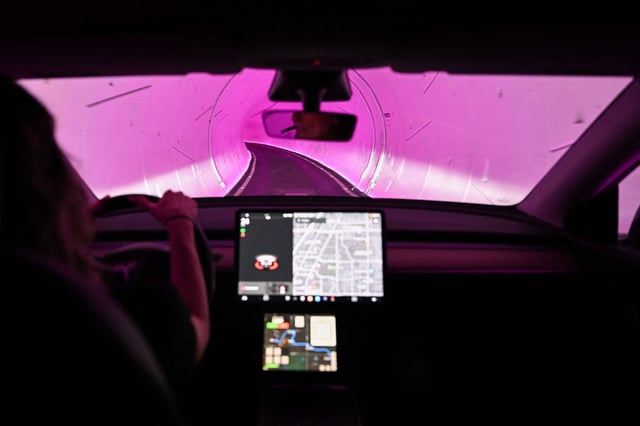 Autonomous testing—with safety drivers—began at the end of 2024 in Boring Co. tunnels beneath the Las Vegas Convention Center.