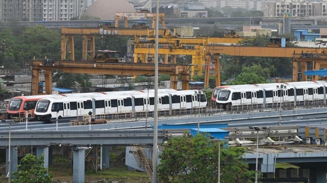 Mumbai, India. July 07, 2025: New colored Monorail racks have arrived at the Wadala Monorail Depot. The Maha Mumbai Metro Operation Corporation Ltd (MMMOCL) plans to introduce additional monorail services to help manage the heavy rush. Mumbai, India. July 07, 2025. (Photo by Raju Shinde/HT Photo) (Raju Shinde)
