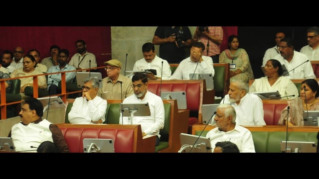 Opposition MLAs during the monsoon session of the Haryana assembly on Tuesday. (HT Photo)