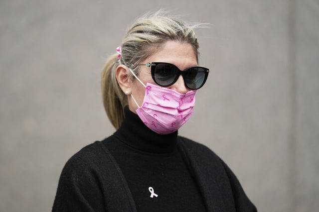 FILE - Nadine Menendez leaves a federal courthouse in New York, April 21, 2025. (AP Photo/Seth Wenig, File)