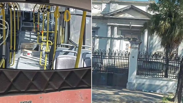 Un chofer mostró que el timbre del colectivo, el cual estaba vacío, sonó frente al cementerio de Chacarita.