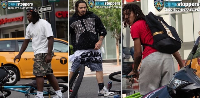 Cops are looking for three thieves who beat down a 24-year-old man and robbed his IPhone on Sunday. (NYPD)