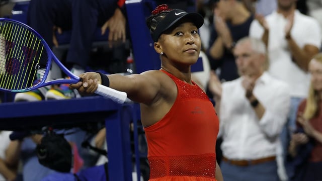 Aug 26, 2025; Flushing, NY, USA; Naomi Osaka (JPN) celebrates after her match against Greet Minnen (BEL) (not pictured) on day three of the 2025 US Open tennis tournament at Billie Jean King USTA National Tennis Center. Mandatory Credit: Geoff Burke-Imagn Images