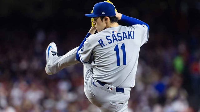 May 9, 2025; Phoenix, Arizona, USA; Los Angeles Dodgers pitcher Roki Sasaki against the Arizona Diamondbacks at Chase Field. Mandatory Credit: Mark J. Rebilas-Imagn Images