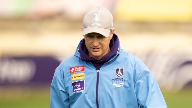 Justin Longmuir at Dockers training on Wednesday.
