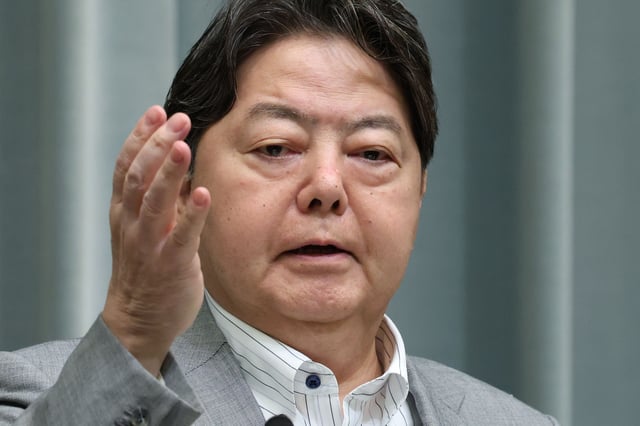 Chief Cabinet Secretary Yoshimasa Hayashi answers questions at a press conference in Tokyo, Japan, on June 16, 2025.