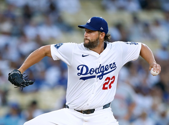 LOS ANGELES, CALIFORNIA – AUGUST 26: Clayton Kershaw #22 of the Los Angeles Dodgers pitches against the Cincinnati Reds during the first inning at Dodger Stadium on August 26, 2025 in Los Angeles, California. (Photo by Harry How/Getty Images)