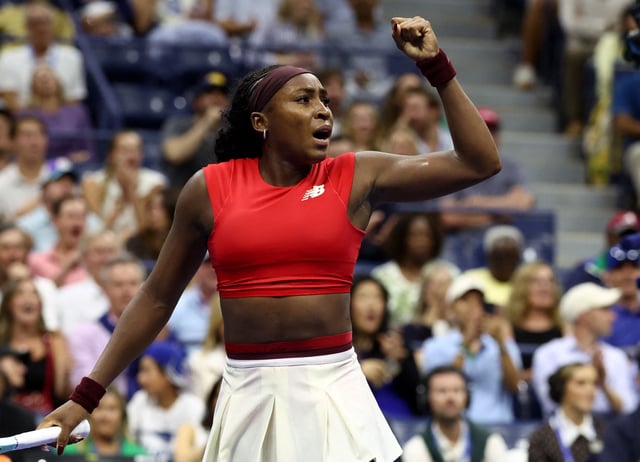 Tennis - U.S. Open - Flushing Meadows, New York, United States - August 26, 2025 Coco Gauff of the U.S. reacts during her first round match against Australia's Ajla Tomljanovic REUTERS/Kevin Lamarque
