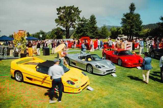 Multiple F50s are seen at The Quail, A Motorsports Gathering.