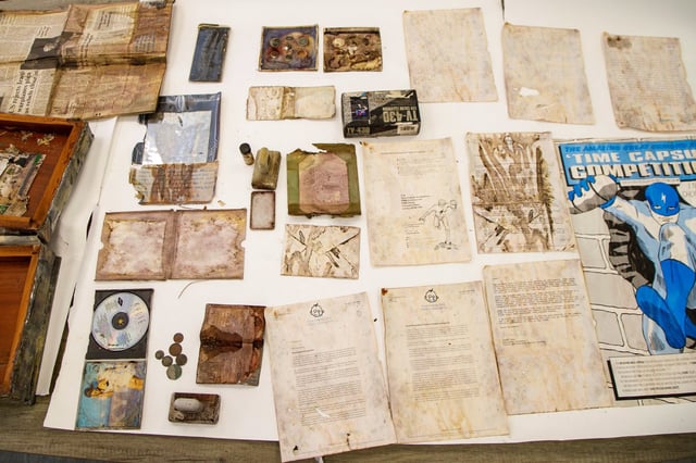 Items in time capsule laid out