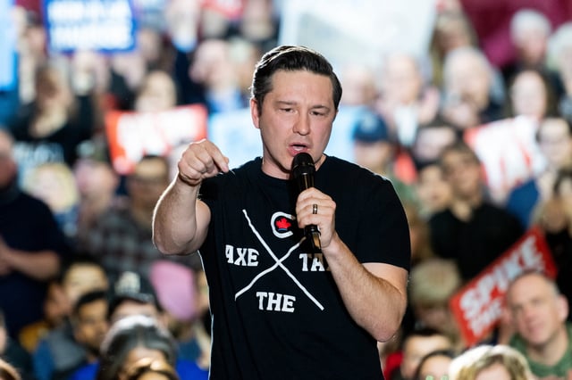 Conservative Party Leader Pierre Poilievre speaks during a rally in Ottawa, on Sunday, March 24, 2024. THE CANADIAN PRESS/Spence