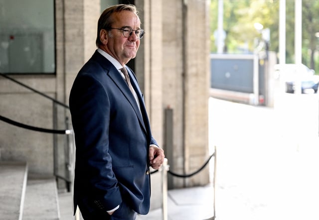 German Defence Minister Boris Pistorius waits for other ministers before a cabinet meeting at the defence ministry in Berlin, Germany, August 27, 2025.    Britta Pedersen/Pool via REUTERS