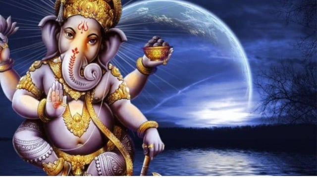 Lord Ganesha and the Moon | Image: Pinterest