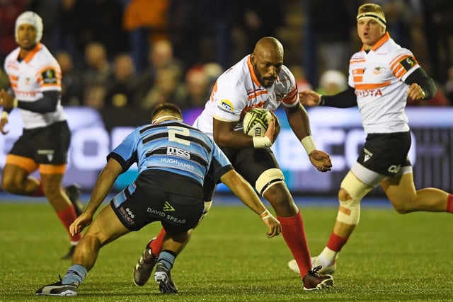 CARDIFF, WALES - DECEMBER 14: Victor Sekekete Toyota Cheetahs is challenged by Liam Belcher of Cardiff during the EPCR Challenge Cup match between Cardiff and Toyota Cheetahs at Cardiff Arms Park on December 14, 2024 in Cardiff, Wales. (Photo by Chris Fairweather/Gallo Images)
