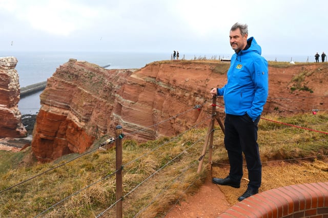 Markus Söder (CSU) auf der Hochseeinsel Helgoland