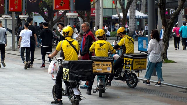 Meituan delivery riders seen in Shenzhen. Photo: Shutterstock