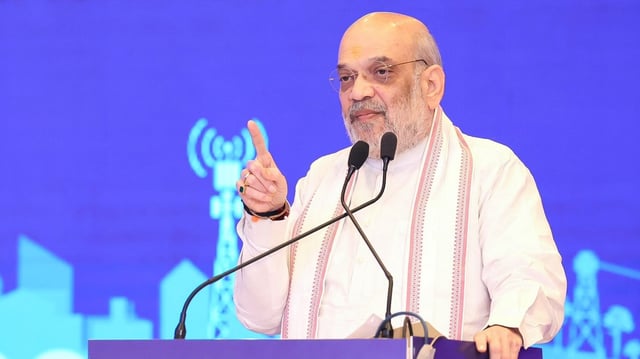 Home Minister Amit Shah addresses an event in Delhi