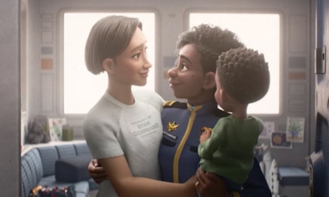 Alisha Hawthorne with her family in Lightyear. (Walt Disney Studios Motion Pictures)