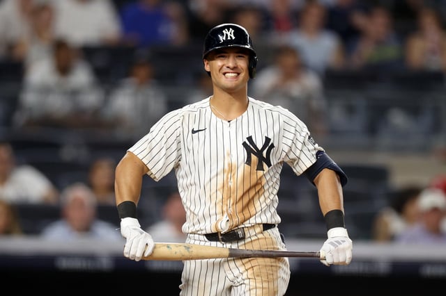 NEW YORK, NEW YORK - JULY 29: Anthony Volpe #11 of the New York Yankees reacts during the game against the Tampa Bay Rays at Yankee Stadium on July 29, 2025 in New York City. (Photo by Evan Bernstein/Getty Images)