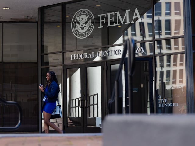 WASHINGTON DC, UNITED STATES - OCTOBER 09: Signage for the Federal Emergency Management Agency (FEMA) is seen outside of the agency's headquarters in Washington, DC on October 9, 2024. (Photo by Nathan Posner/Anadolu via Getty Images)