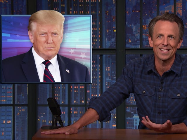 LATE NIGHT WITH SETH MEYERS -- Episode 1189A -- Pictured: Host Seth Meyers during the monologue on September 09, 2021 -- (Photo by: NBC/NBCU Photo Bank)