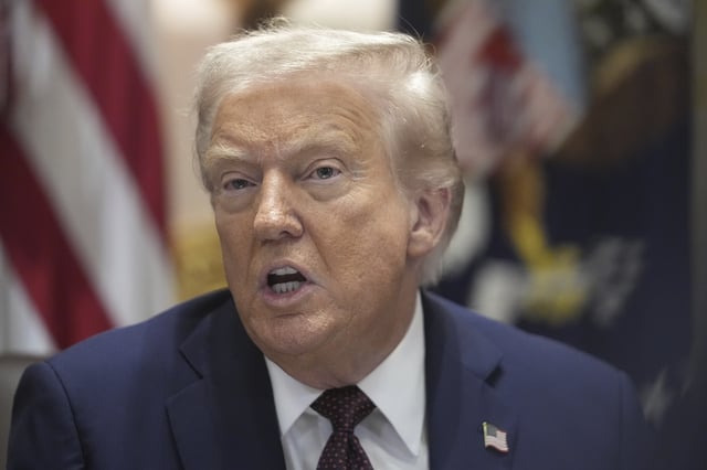 President Donald Trump speaks during a cabinet meeting, Tuesday, Aug. 26, 2025, at the White House in Washington. (AP Photo/Mark Schiefelbein)