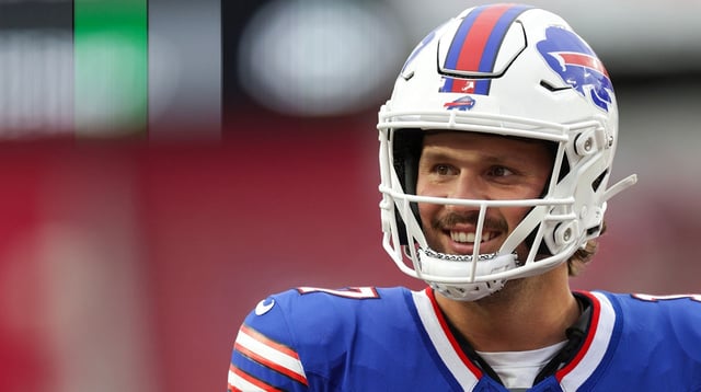 Aug 23, 2025; Tampa, Florida, USA; Buffalo Bills quarterback Josh Allen (17) warms up before a game against the Tampa Bay Buccaneers at Raymond James Stadium. Mandatory Credit: Nathan Ray Seebeck-Imagn Images