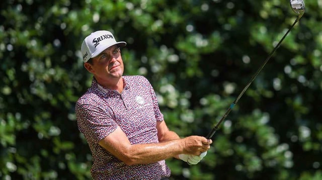 Aug 24, 2025; Atlanta, Georgia, USA; Keegan Bradley plays his shot from the 12th tee during the final round of the TOUR Championship golf tournament. Mandatory Credit: Brett Davis-Imagn Images
