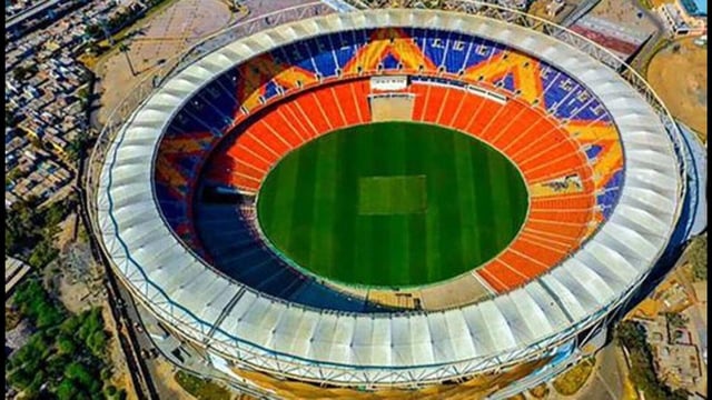 File image of an aerial view of Sardar Patel Stadium, in Motera, in Ahmedabad -- it is expected to be one of the venues if India host the Commonwealth Games 2030. (PTI)