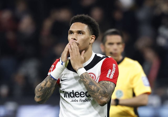 Soccer Football - Bundesliga - Eintracht Frankfurt v VfB Stuttgart - Deutsche Bank Park, Frankfurt, Germany - March 29, 2025 Eintracht Frankfurt's Nnamdi Collins reacts REUTERS/Heiko Becker/File Photo