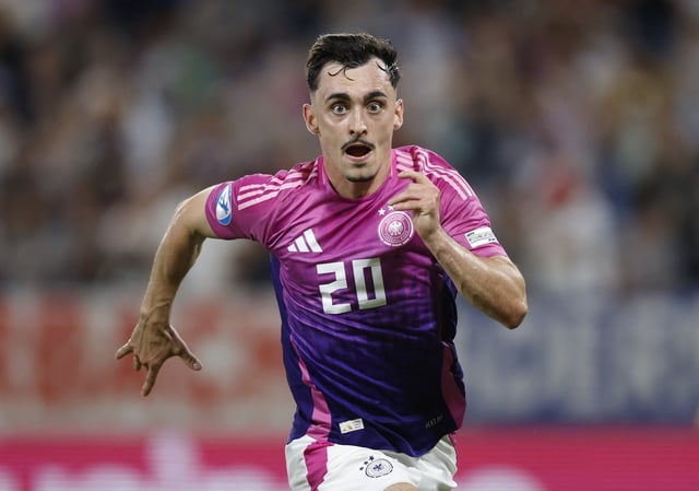 Soccer Football - UEFA Under 21 Championship - Final - England v Germany - Tehelne pole, Bratislava, Slovakia - June 28, 2025 Germany's Paul Nebel celebrates scoring their second goal REUTERS/David W Cerny/File Photo