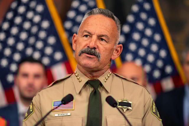 Riverside County Sheriff Chad Bianco speaks during a press conference in Washington, D.C. on May 15, 2024.
