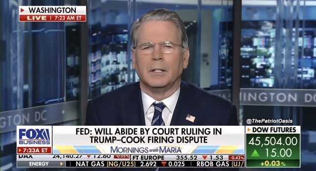 Bessent Slams Fed Governor Cook Over Mortgage Fraud Allegations, Refusal to Step Down