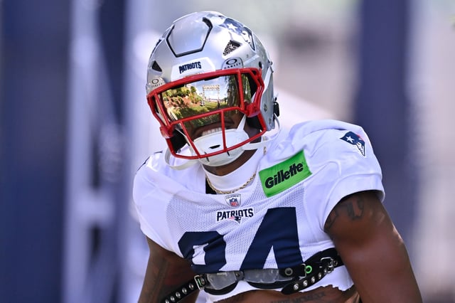 Jul 28, 2025; Foxborough, MA, USA; New England Patriots wide receiver Kendrick Bourne (84) heads to the practice fields for training camp at Gillette Stadium. Mandatory Credit: Eric Canha-Imagn Images/File Photo