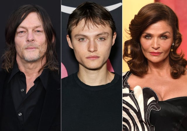 (L-R) Norman Reedus, Mingus Reedus and Helena Christensen.