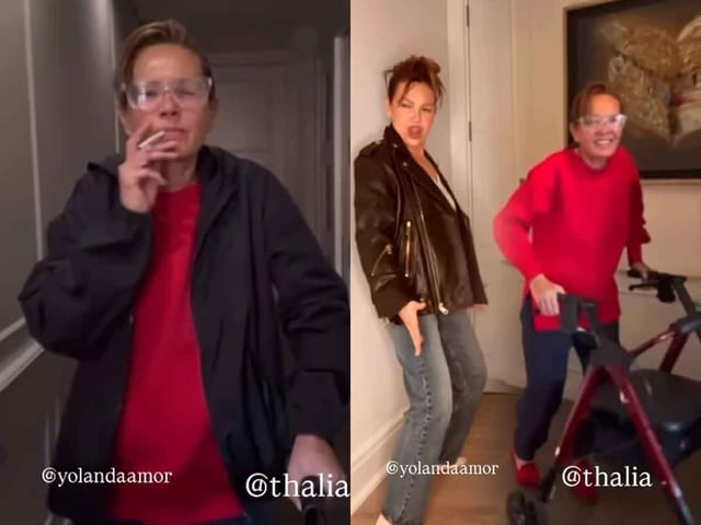 Yolanda Andrade baila con andadera 