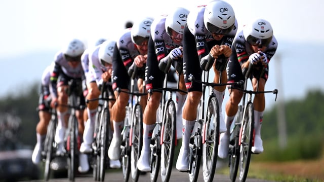 Mikkel Bjerg and UAE Team Emirates won the fifth-stage team time-trial in Figueres