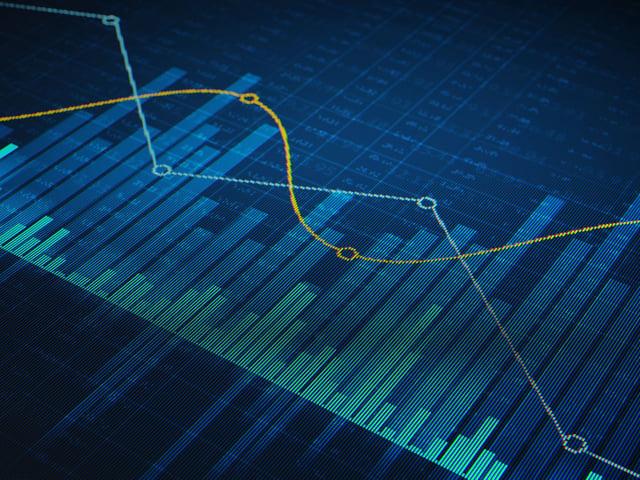 closeup of blue stock chart on personal computer