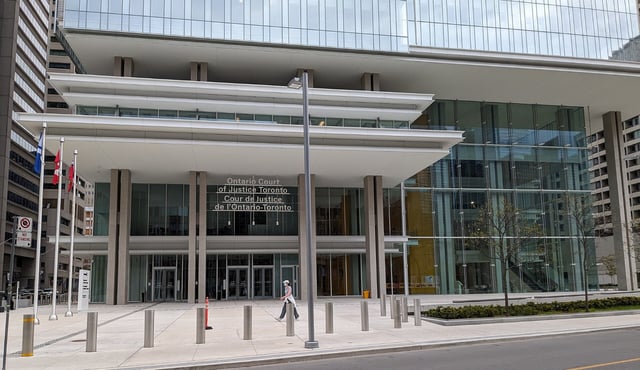 The Ontario Court of Justice Toronto at 10 Armoury St., where Const. Andrew Davis pleaded guilty to assault causing bodily harm and careless use of a firearm on Aug. 27, 2025. 